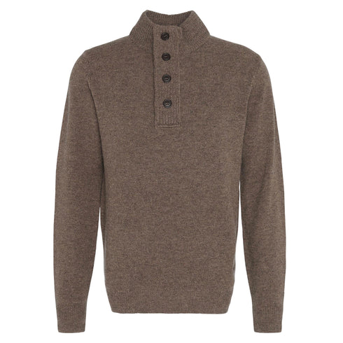 Maglia Uomo con mezza zip e bottoni, in pura lana